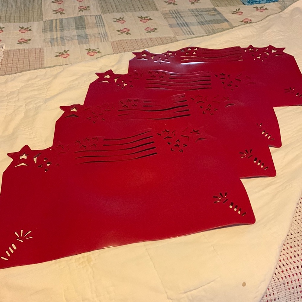 💯 Vinyl Red Placemats - Patriotic Theme 🇺🇸